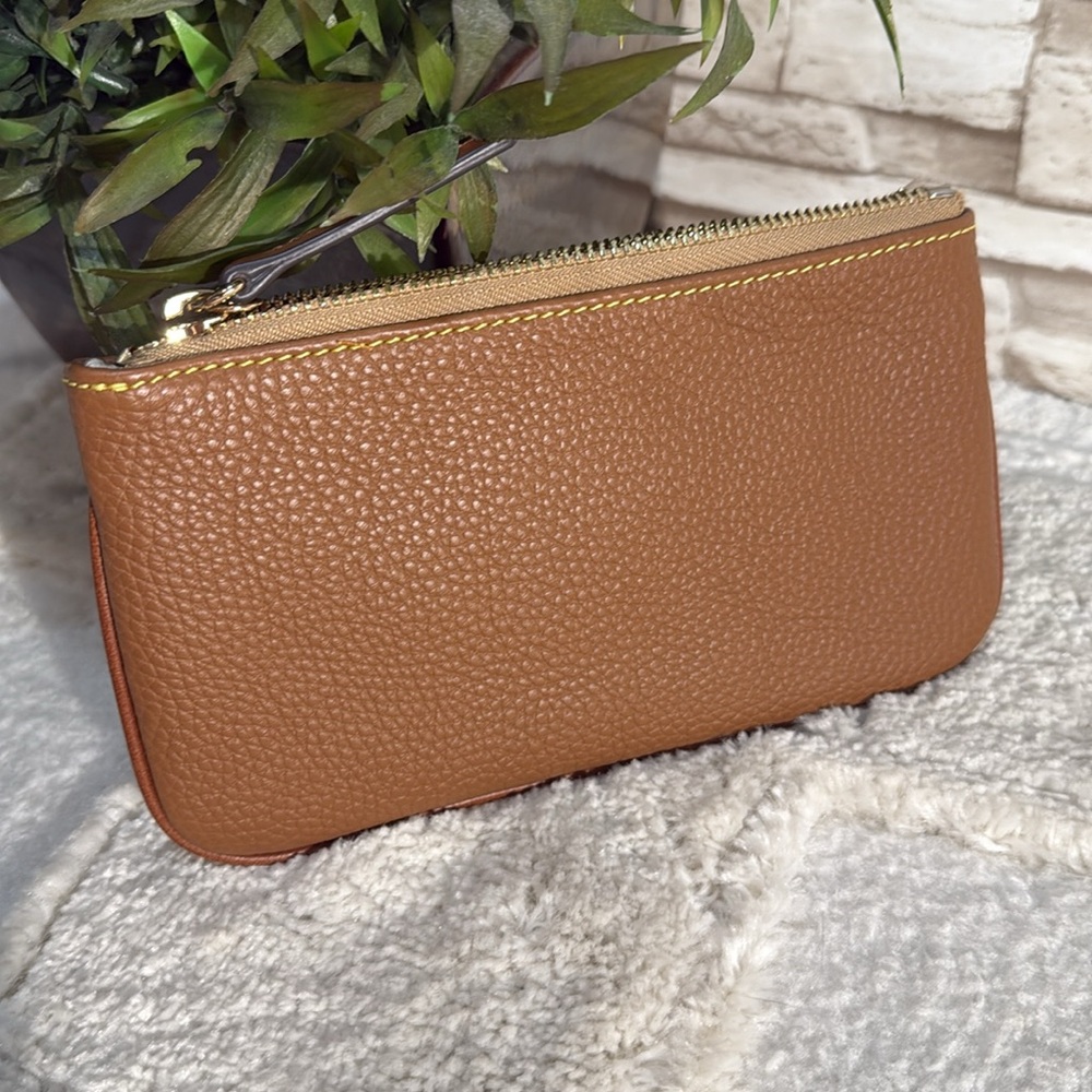 Dooney & Bourke Brown Leather Pebble Grain Wristlet - Picture 3 of 9